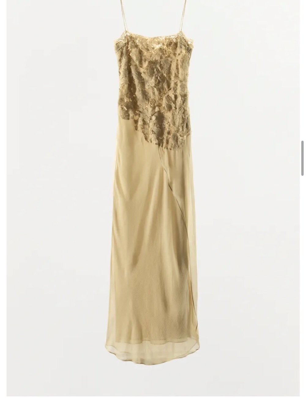 Zara Embossed Georgette Dress Pale Yellow - Picture 3 of 5